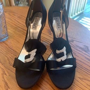 Badgley Mischka black stiletto jewel platform heel